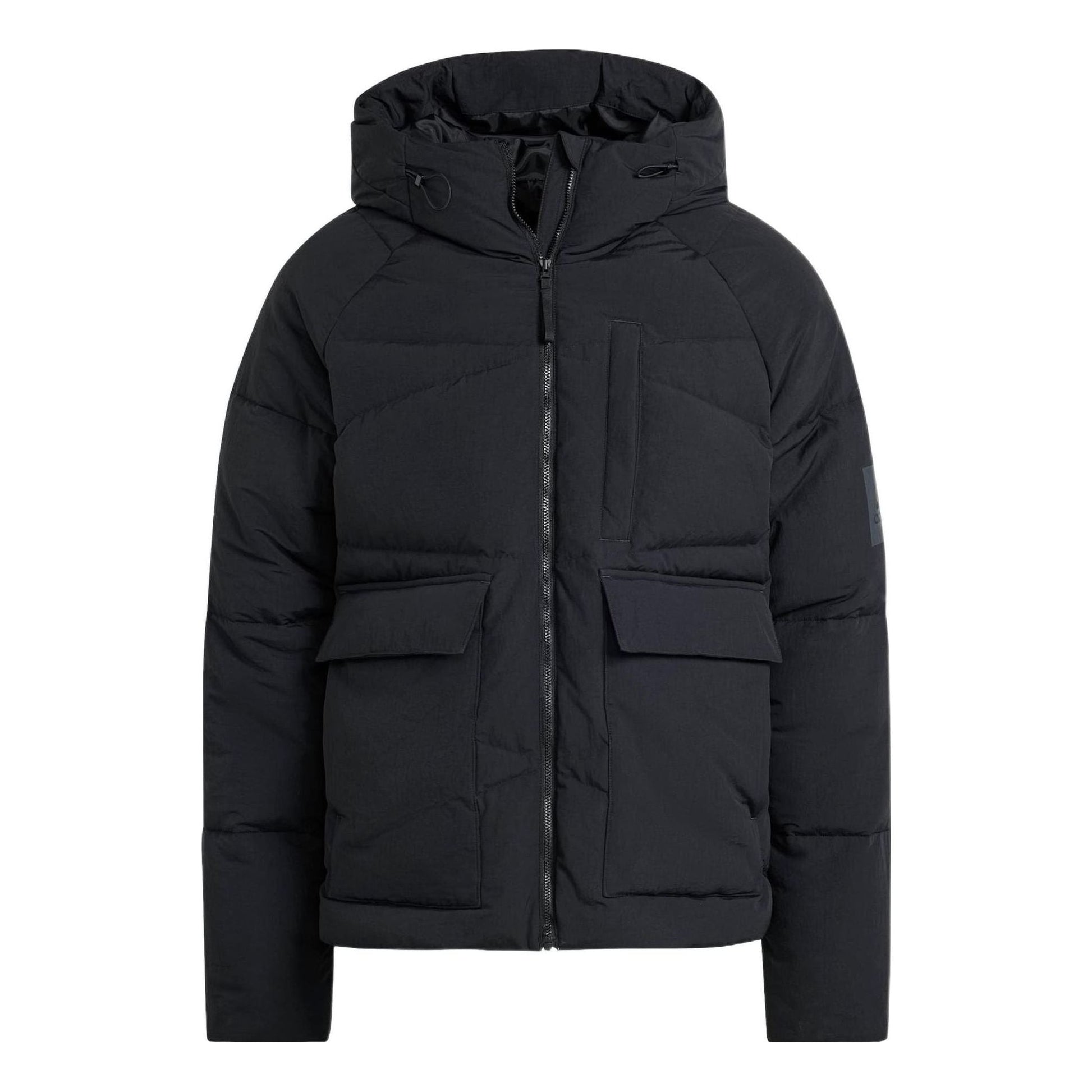 adidas Solid Color Long Sleeves Down Zipper Jacket Asia Sizing 'Black' HN9930