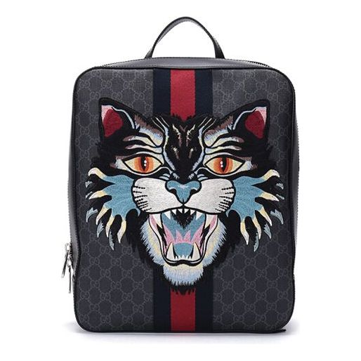 Gucci Cat Webbing Canvas Backpack 'Black Red Grey' 478324-9C2EN-8849