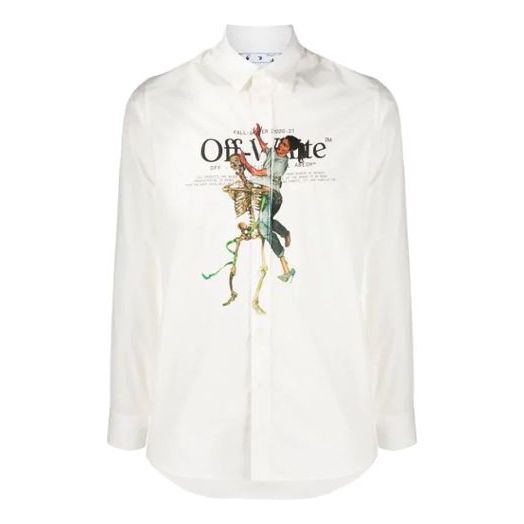 Off-White Chest Painting Printing Shirt White OMGA138F20FAB0020140