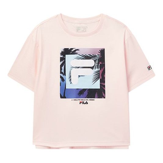 (WMNS) FILA Printing Short Sleeve Pink T-Shirt F11W028137F-PK