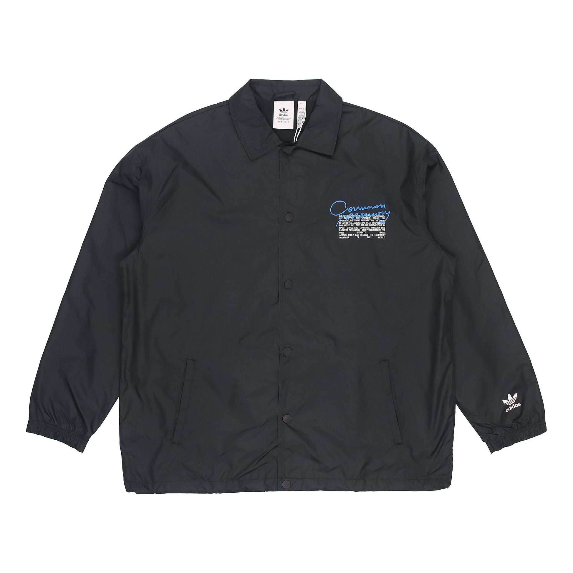 Men's adidas originals C.M.P.COACH JKT Solid Color Lapel Sports Jacket Black H13510