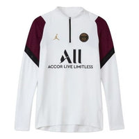 Air Jordan Paris Saint-Germain 21/22 Half Zipper Long Sleeves Jersey 'White' CK9622-100