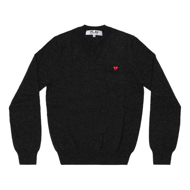 COMME des GARCONS PLAY V-Neck Pullover With Small Red Heart 'Black' AZ-N078-051-1