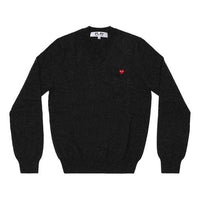 COMME des GARCONS PLAY V-Neck Pullover With Small Red Heart 'Black' AZ-N078-051-1