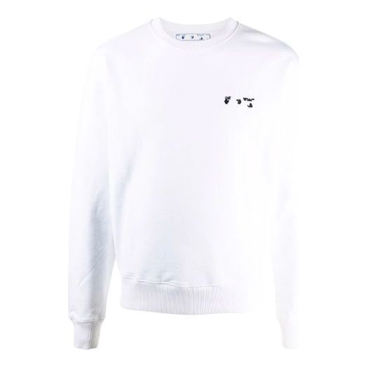 Off-White FW21 Logo Pattern Round Neck Long Sleeves Ordinary Version White OMBA025F21FLE0010110