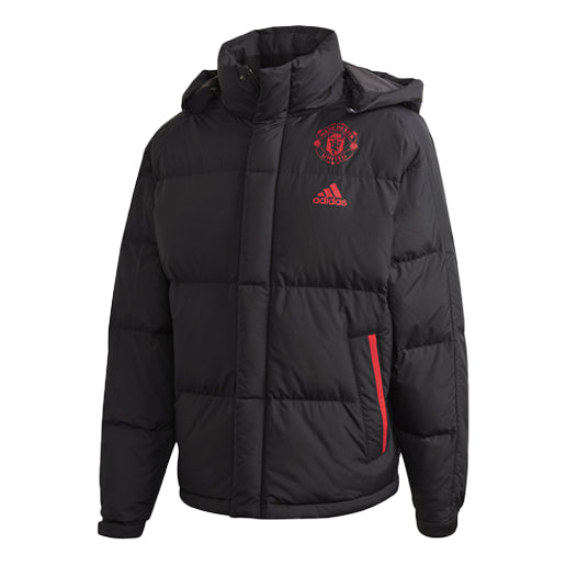 adidas Mufc Ssp Dwjkt Manchester United Soccer/Football Sports hooded down Jacket Black FP8435