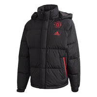 adidas Mufc Ssp Dwjkt Manchester United Soccer/Football Sports hooded down Jacket Black FP8435
