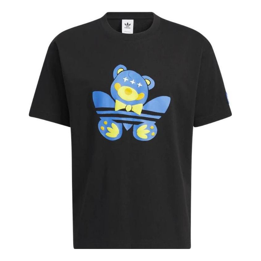 adidas originals SS22 Printing Round Neck Short Sleeve Unisex Black HP0117