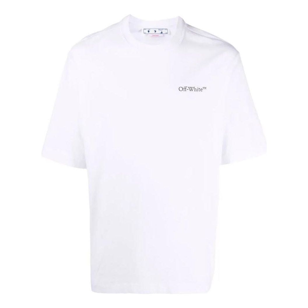 Men's Off-White SS22 Solid Color Alphabet Logo Printing Short Sleeve Version White T-Shirt OMAA119S22JER00401100110