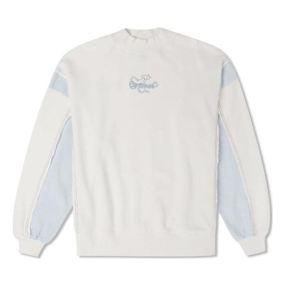 (WMNS) Converse Denim Patchwork Crew Sweatshirt Asia Sizing 'White' 10025520-A01