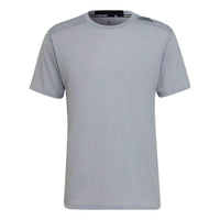 adidas Solid Color Sports Logo Casual Round Neck Short Sleeve Gray HB9202