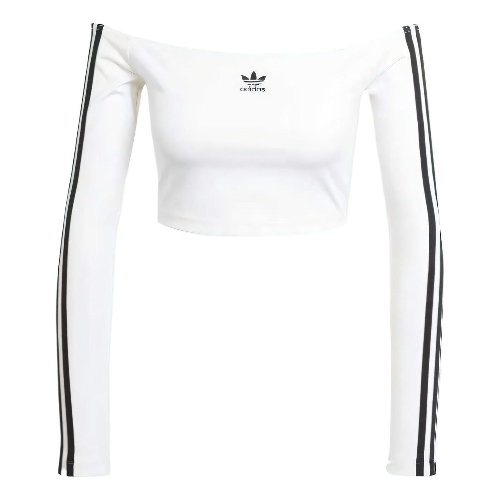 (WMNS) adidas Adicolor Off Shoulder Long Sleeve Long-Sleeve Top Asia Sizing 'White' JD0275