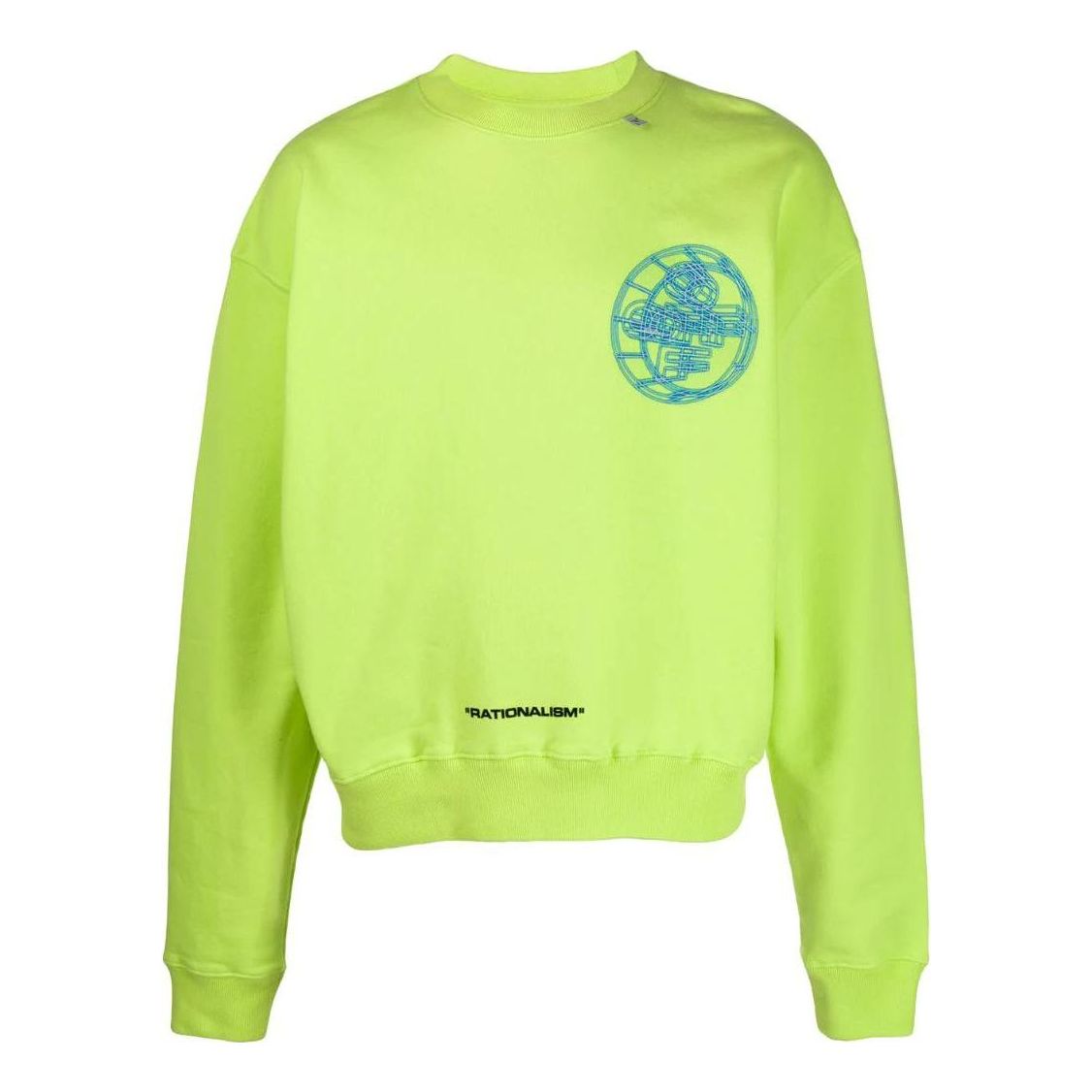 Men's Off-White FW22 Pattern Printing Pullover Long Sleeves Version Green OMBA035R20E300036288