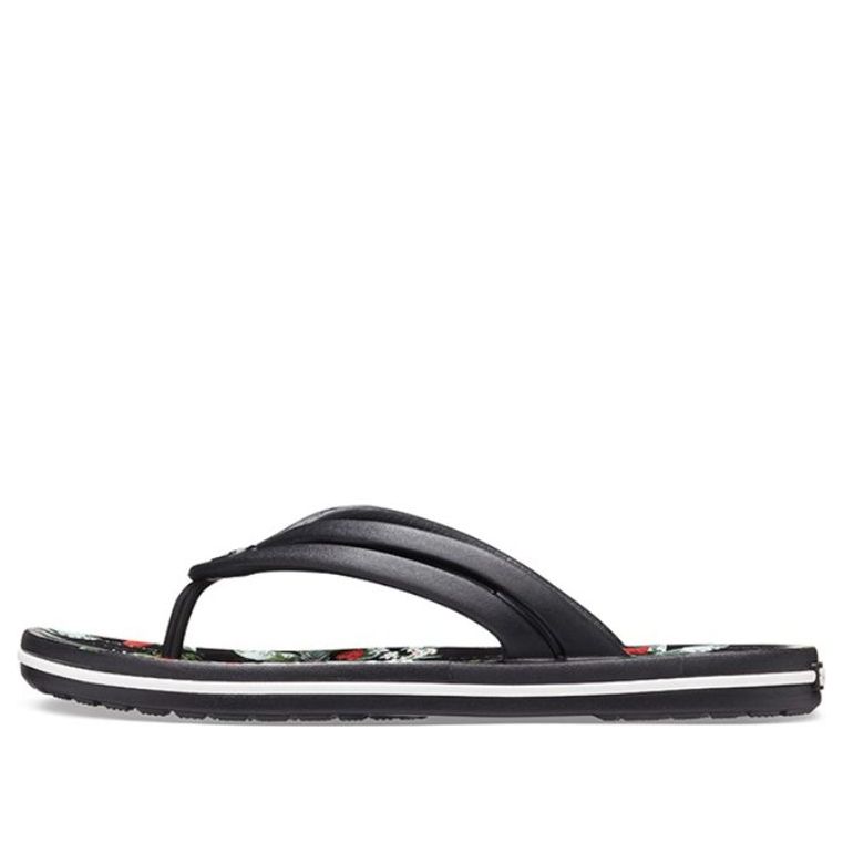 (WMNS) Crocs Crocband Flowers Flip-Flops Black 206101-0FF