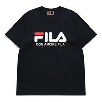 Men's FILA FUSION Logo Printing Casual Round Neck Short Sleeve Carbon Black T-Shirt T51M829150D-BK