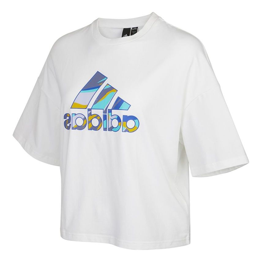 (WMNS) adidas Str W T Mirror Logo Printing Sports Short T-Shirts 'White' H09717