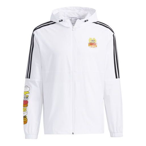 adidas neo M Freye Wb 2 Printing Pattern Stripe Hooded Jacket White GP5648