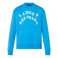 Men's LOUIS VUITTON SS22 Alphabet Printing Round Neck Pullover Long Sleeves Blue T-Shirt 1A9T68