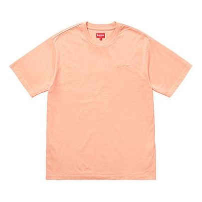 Supreme SS18 Overdyed Tee Peach Washed Embroidered LOGO Short Sleeve Unisex Pink SUP-SS18-0057