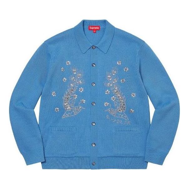 Supreme SS23 Week 3 Eaded Appliqu CardigancShirt 'Blue' SUP-SS23-085