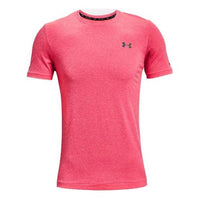 Men's Under Armour Rush Seamless Training Sports Round Neck Short Sleeve Pink Red 1361130-683
