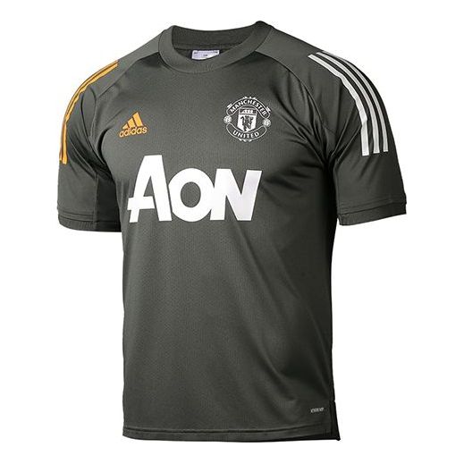 adidas Mufc Tr Jsy Manchester United Training Sports Soccer/Football Short Sleeve Army Green FR3655