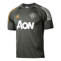 adidas Mufc Tr Jsy Manchester United Training Sports Soccer/Football Short Sleeve Army Green FR3655
