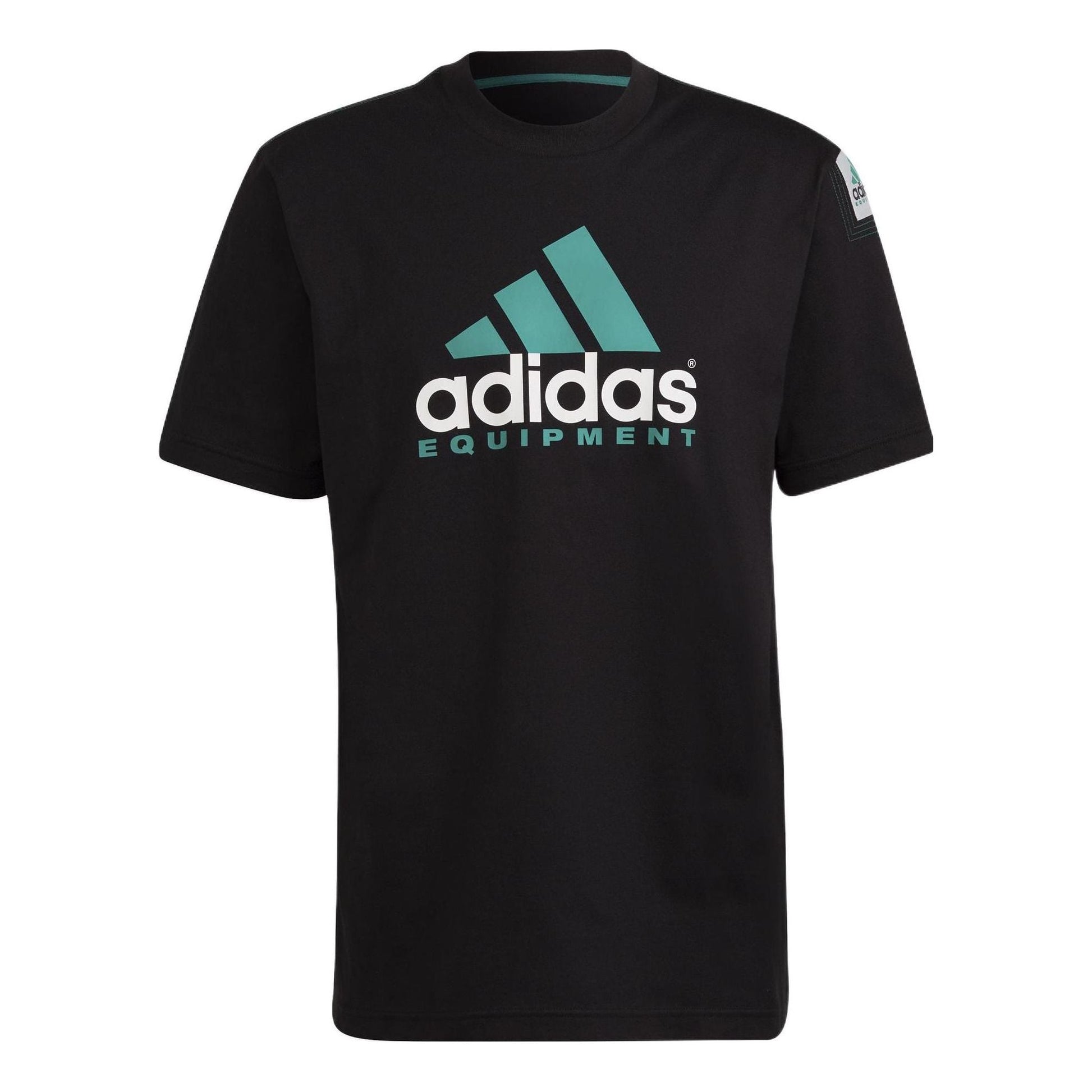 Men's adidas Large Logo Alphabet Printing Round Neck Short Sleeve Black T-Shirt HG8099