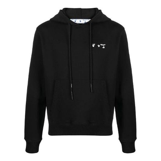 Men's Off-White FW21 Logo Drawstring Pullover Loose Fit Black OMBB034S21FLE0011001
