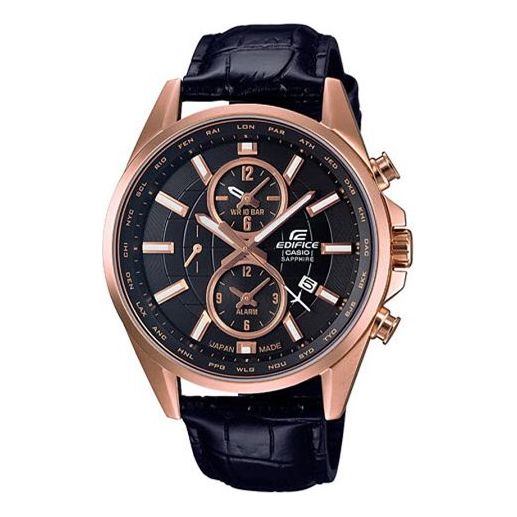 Men's CASIO EDIFICE Series Rose Gold Strap Casual Watch EFB-302JGL-1A Mens Black Analog EFB-302JGL-1A2021