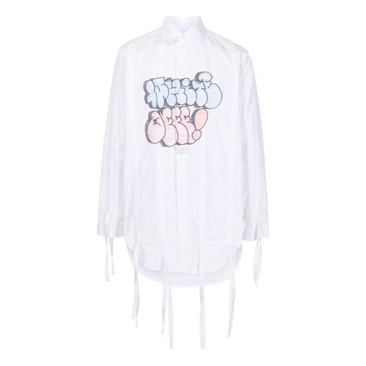 Off-White SS21 Graffiti Logo Printing Long Sleeves Shirt White OMGA144R21FAB0010141