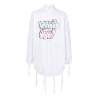 Off-White SS21 Graffiti Logo Printing Long Sleeves Shirt White OMGA144R21FAB0010141