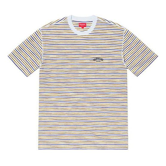 Supreme SS19 Stripe Thermal S/S Top Round Neck Short Sleeve Unisex White SUP-SS19-10381