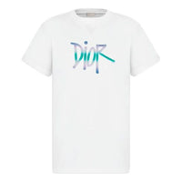 DIOR And Shawn Gradient Letter Logo Print For Men White 033J625H0554-C086