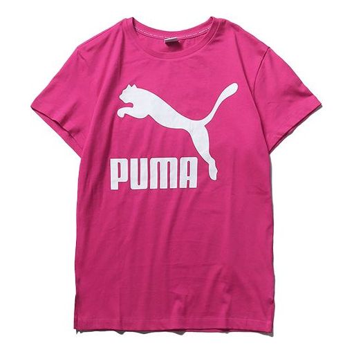 (WMNS) PUMA Classics Logo Tee Large Logo Short Sleeve Red 596512-15