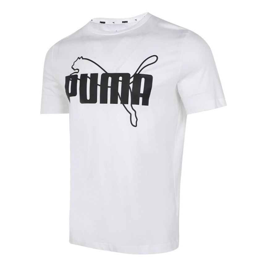 PUMA Large Logo Athleisure Casual Sports Round Neck Short Sleeve White 847180-02
