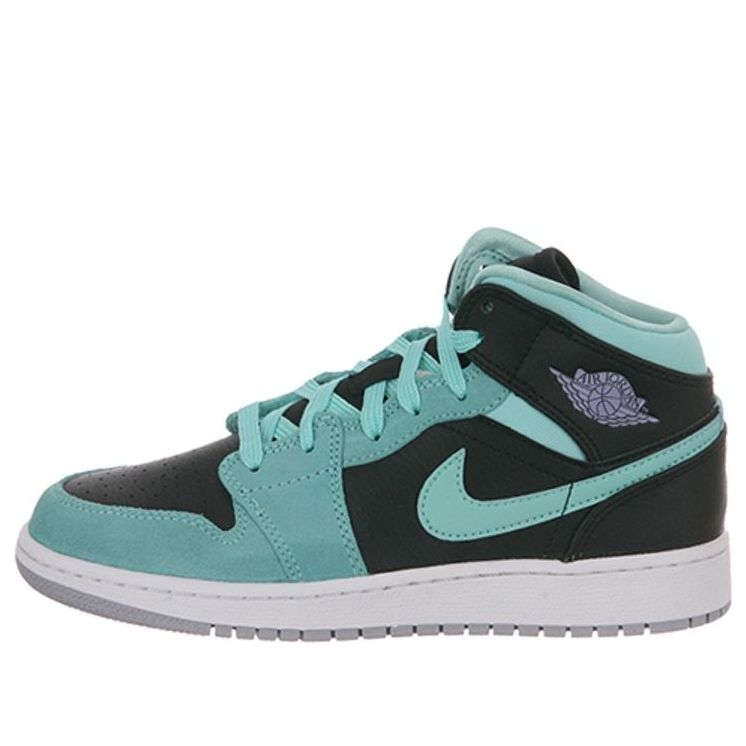 (GS) Air Jordan 1 Mid Retro 'Black Purple Turquoise' 555112-045