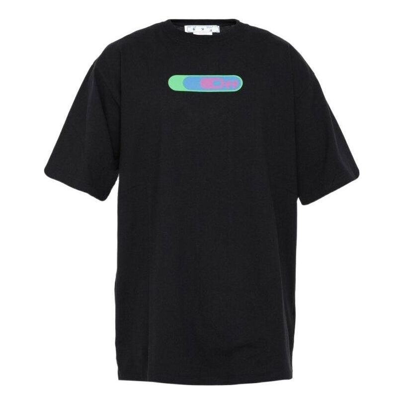 Men's Off-White SS22 Logo Printing Round Neck Pullover Short Sleeve Loose Fit Black T-Shirt OMAA125S22JER0031055