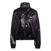 (WMNS) adidas Wvn Jacket Logo Printing Glossy Stand Up Collar Jacket Coat Black HI1197