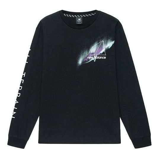 New Balance Men's New Balance Starry Sky Logo Printing Round Neck Long Sleeves Black T-Shirt AMT13515-BK