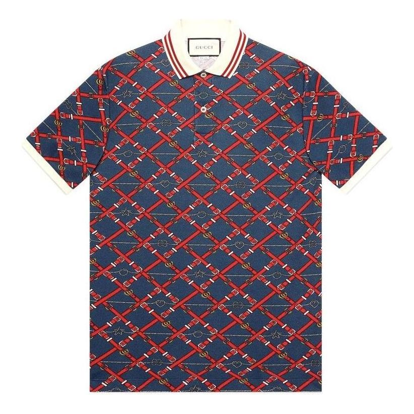 Gucci Belt Check Polo Shirt 'Blue Red' 587461-XJBPI-4062
