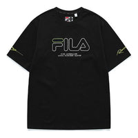 FILA FUSION Logo Embroidered Loose Sports Short Sleeve Black T11M123107F-BK
