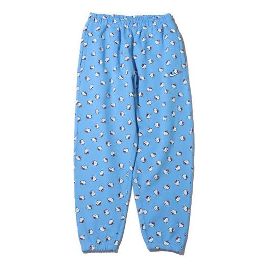 Men's Nike x Hello Kitty Crossover SS22 Full Print CAT Straight Casual Sports Pants/Trousers/Joggers Blue DR5518-412
