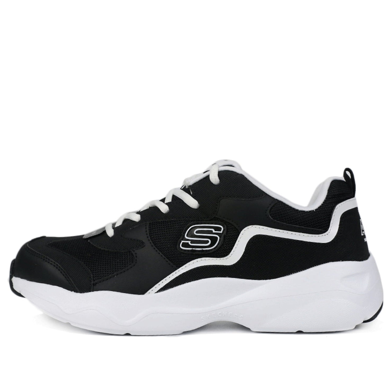 Skechers D'lites Airy Sports Shoe Black White 666117-BLK