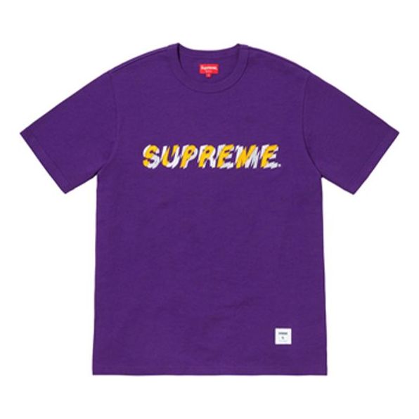 Supreme SS19 Shatter Tee Purple Alphabet Printing Short Sleeve Unisex SUP-SS19-011