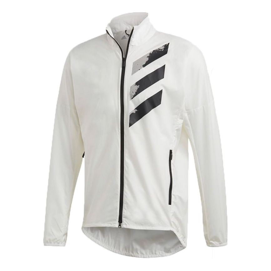 Men's adidas Terrex Outdoor Sports Thin And Light Breathable Logo Jacket Creamy White FJ9461