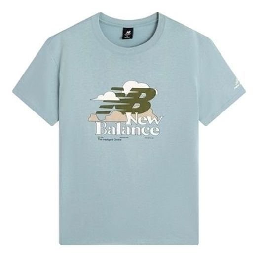 New Balance Logo Print Tee Asia Sizing 'Sky Blue Green' AMT22365-HAS