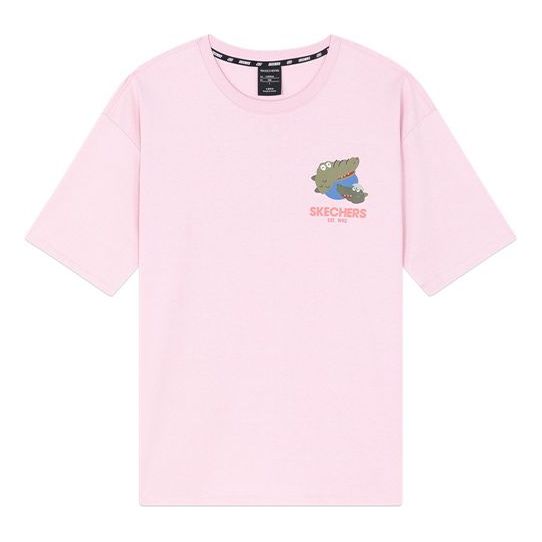 Skechers Printing Breathable Short Sleeve Unisex Pink Red L320U184-00F3