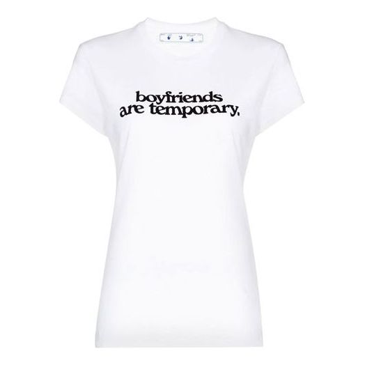 (WMNS) Off-White Alphabet Slogan Logo Printing Short Sleeve Slim Fit Version White OWAA040F20JER0020110