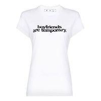 (WMNS) Off-White Alphabet Slogan Logo Printing Short Sleeve Slim Fit Version White OWAA040F20JER0020110